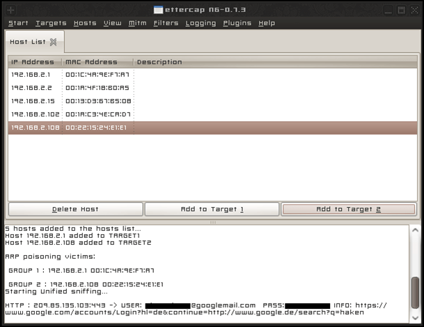 Mitgelesene Login-Daten